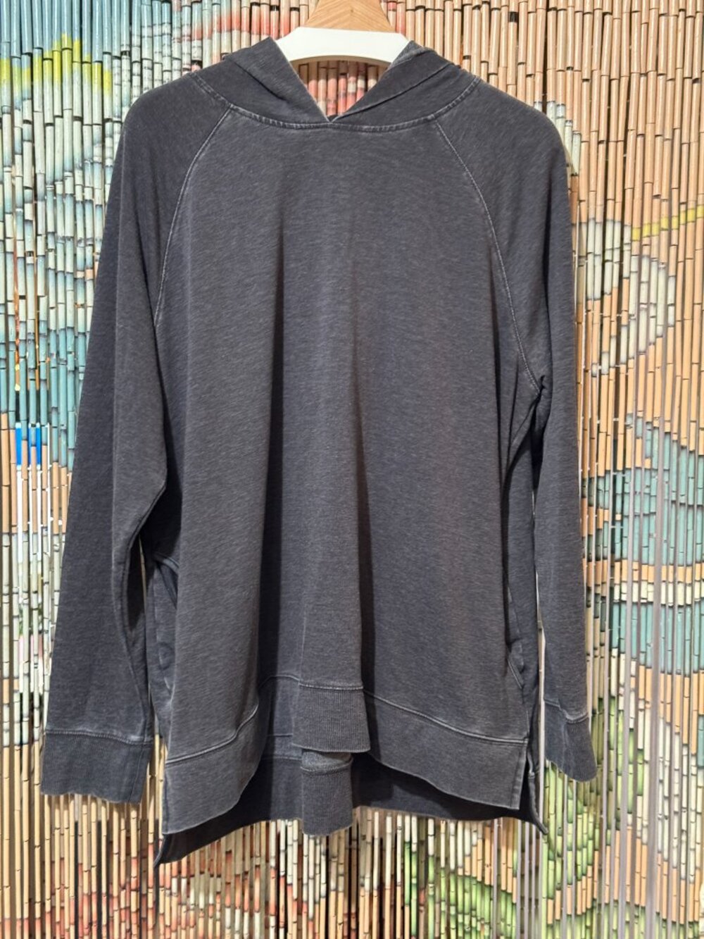AnyBody Beach Washed French Terry Cotton Blend Hoodie, Charcoal, XL